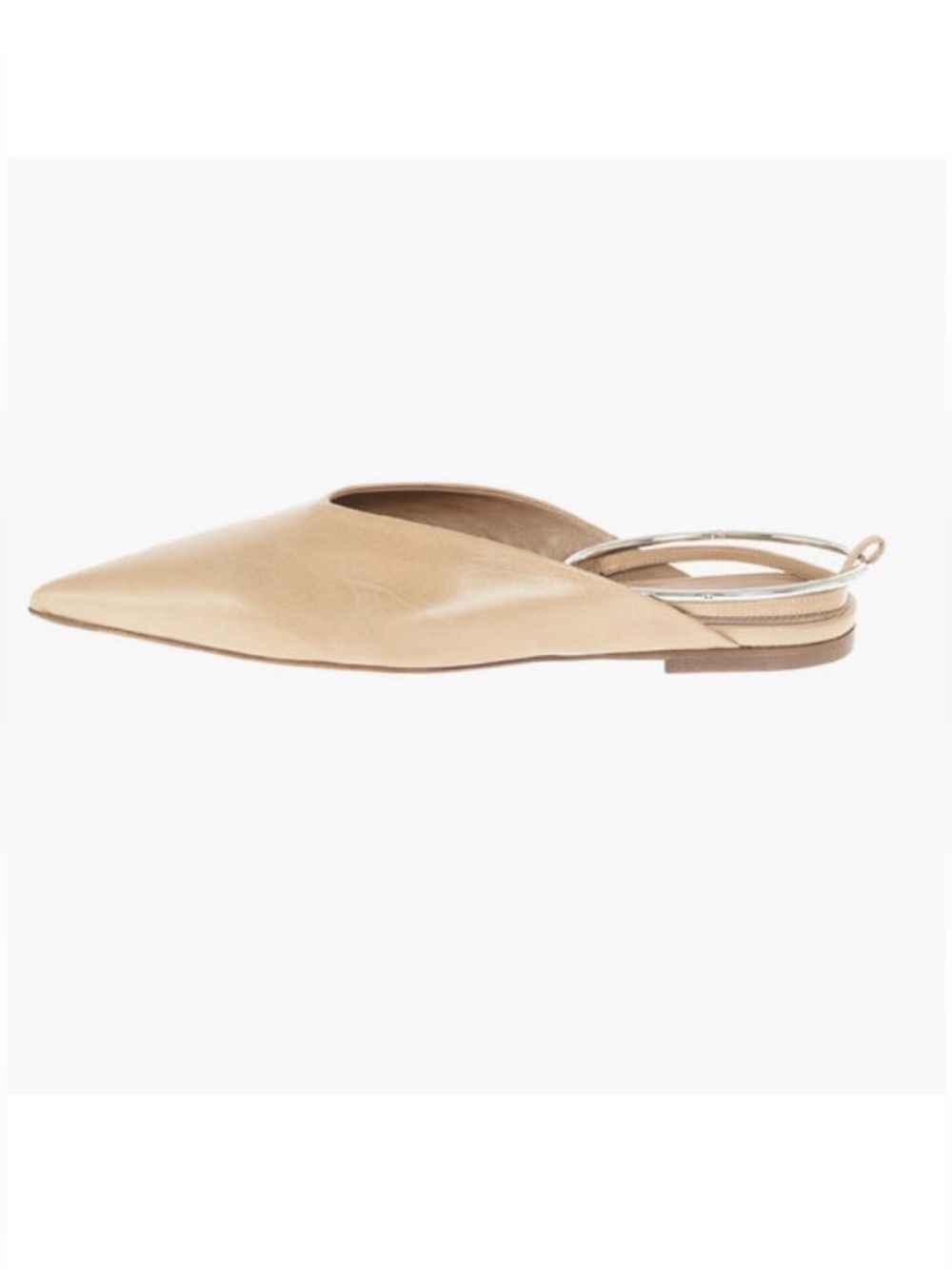 Jil Sander Nude Beige Silver Anklet Bangle Pointed Flat 37.5 - Picture 4 of 14